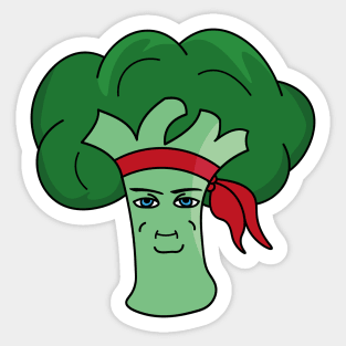 Ninja broccoli chad wearing a bandana Sticker